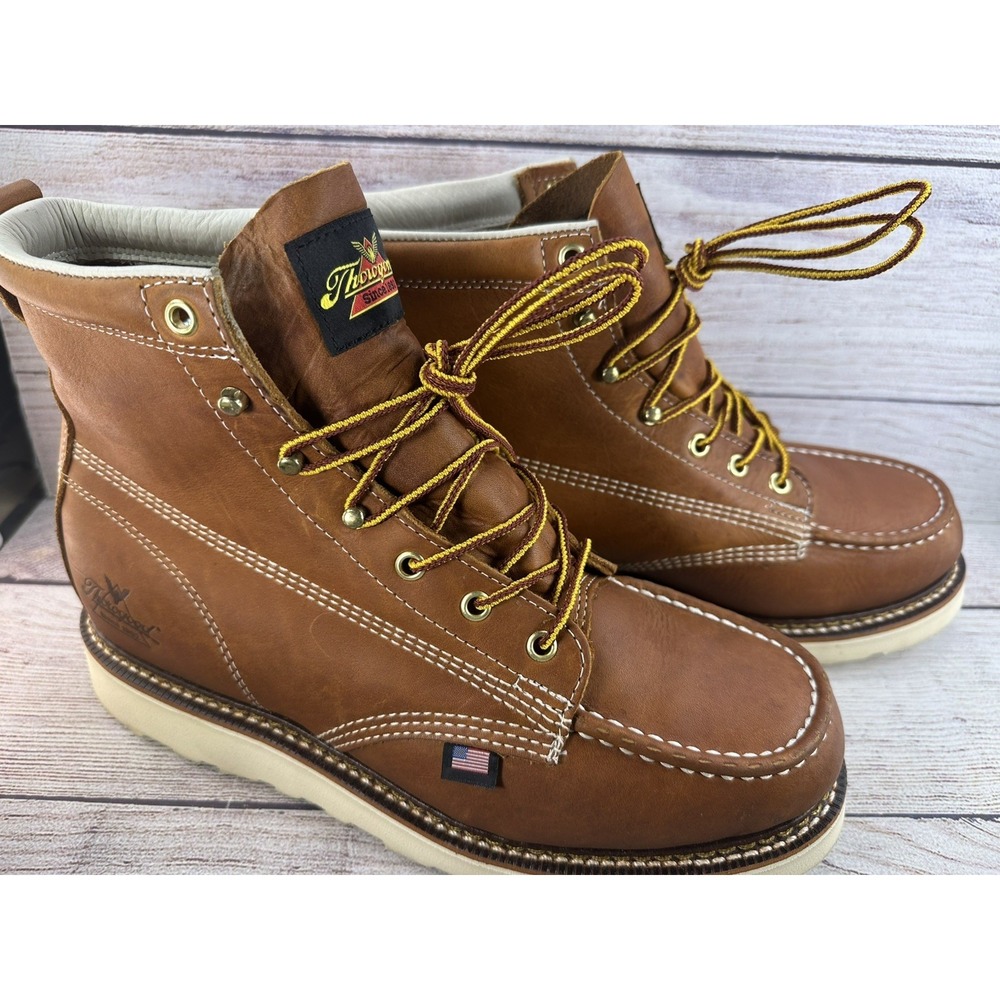 Thorogood 814-4200 Moc Toe Boots Men's 10.5 D USA Made Tobacco Leather - Picture 3 of 10